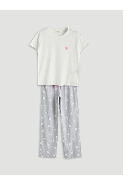 LC Waikiki Quality Parts from Celebi Store |   Crew Neck Heart Printed Women's Pajama Set