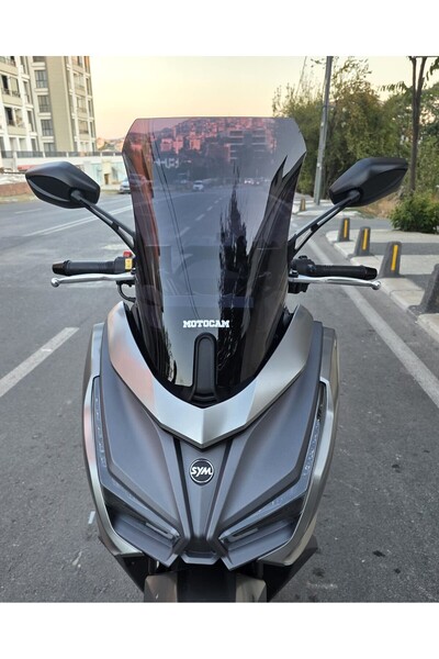 MOTOCAM Sym JET 14 EVO 200 PLUS Siperlik Ön Cam 2023-2025 Model 45cm Siyah Re...