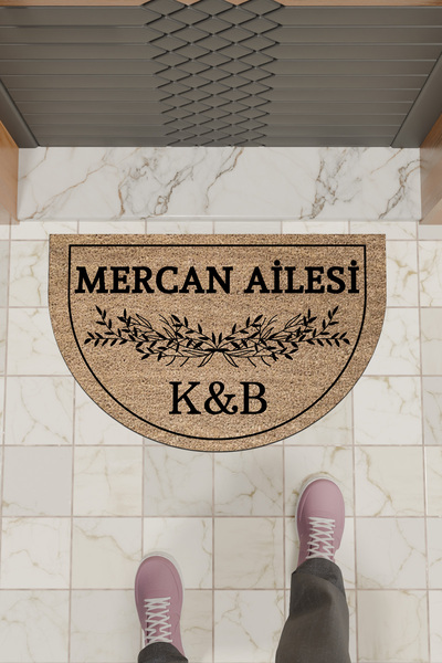 Dormot Modern Dijital Paspas Kahverengi Kişiye Özel Baş Harf Soyisim Paspas - Kapı Önü Paspası