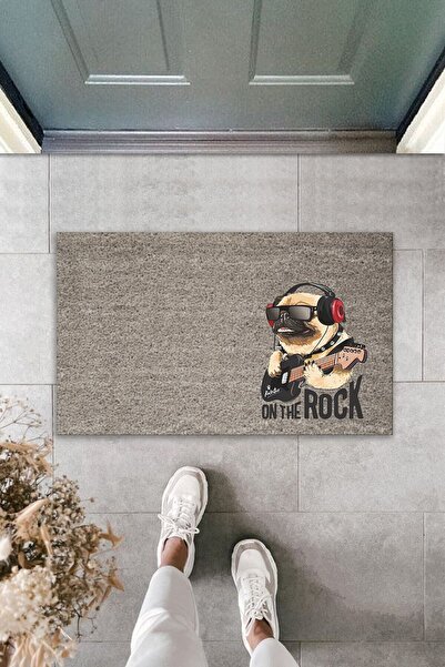 Dormot Defnada Digital Printing Grey on the Rock Dog Decorative Door Mat K-2041