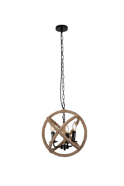 best power Rustic Rope Chandelier – Model 9008 | Rustic Light with 3*E14 Bulbs, 100cm Cable, Bulbs Not Included