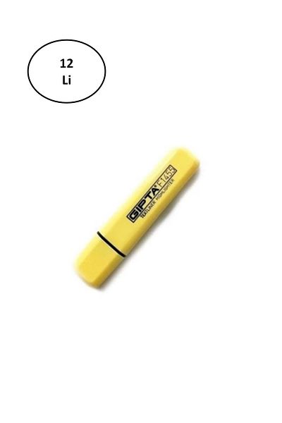 No8 Home Gıpta Highlighter Marker 5Mm Cut Point Pastel Yellow 12 Pieces