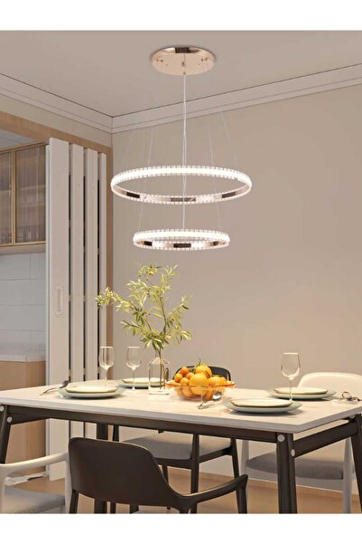 best power Modern LED Chandelier 6132 - 2 Rings (40cm & 60cm), 3 Lighting Modes, 60W Power, 90cm Length