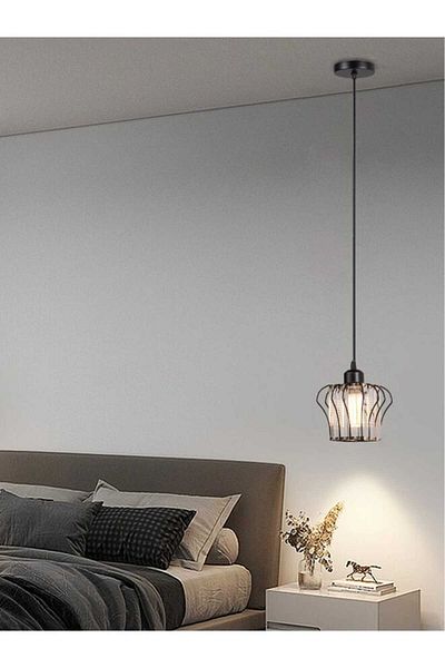 best power Modern Glass Pendant Lamp 2242-1 with Metal Frame – E27 Socket – Adjustable Hanging Light up to 80cm