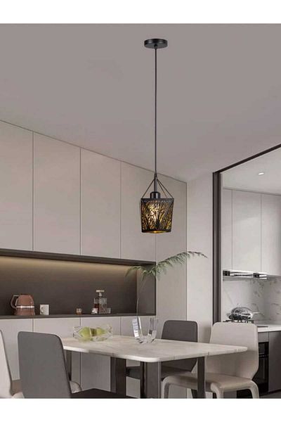 best power Decorative Metal Frame Pendant Lamp 2247-1, Adjustable 80cm Cable, E27 Lamp Base (Bulb Not Included)