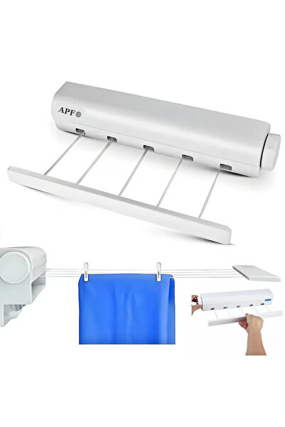 APF Uscător de rufe retractabil cu fir, 4/5 fire, 3,75 m, montat pe perete