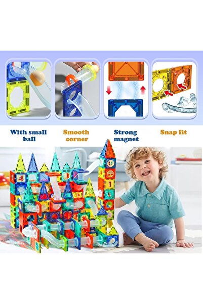 erorex 42 Pcs Magnetic Tiles Building Set Kids Creative Magnetic Blocks Imaginative Play 3D Colorful