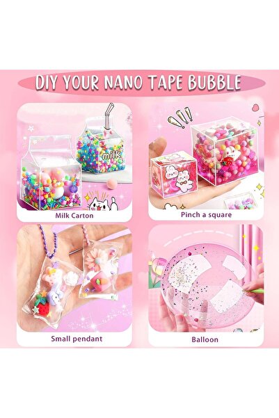 erorex 64 Pcs Nano Tape Bubbles Kit Double Sided Elastic Diy Craft Kit Party Favors Gifts Supplies Kids