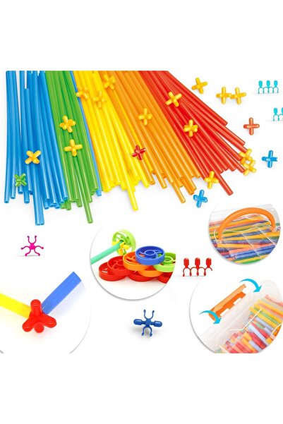 erorex Straw Constructor Toys Stem Building 600 Pcs Toy Interlocking Plastic Engineering Thin Tube Blocks