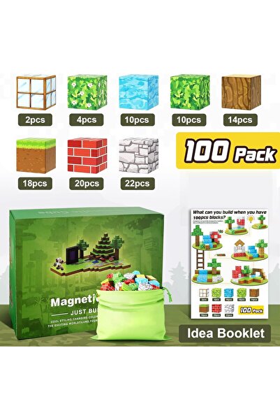 erorex 100Pcs Magnetic Blocks Build Mine Magnet World Set Boys & Girls Age 3 5 6 8 Stem Sensory Toys