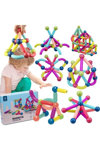 erorex 36 Pcs Magnetic Building Blocks Set Educational 3D Puzzle Stacking Toys Kids Toddlers Non Toxic