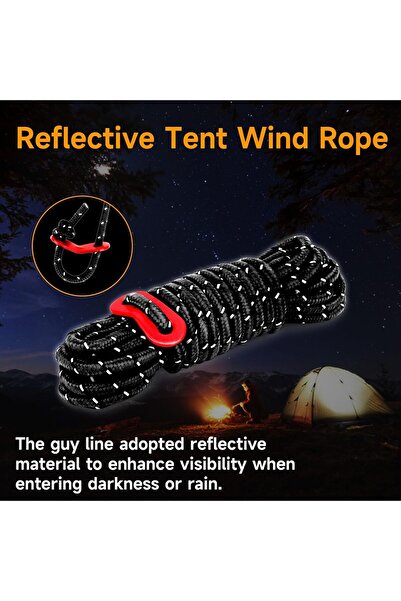 erorex 4Mm Outdoor Guy Lines Reflective Tent Cords Lightweight Camping Rope Aluminum Guylines Adjuster