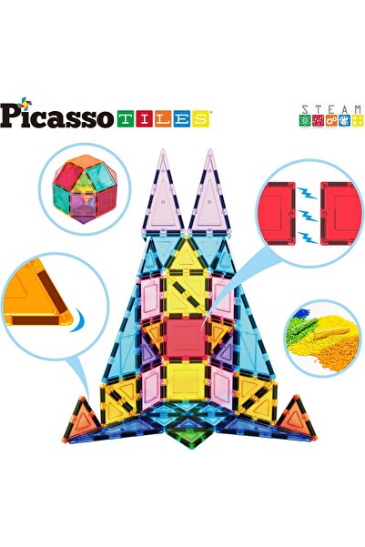 erorex 36Pc Magnet Tile Building Block Set Magnetic Construction Square Triangle Tiles Toy Kit Sparking