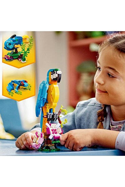 erorex 31136 Creator 3 1 Exotic Parrot Frog Fish Animal Figures Building Toy Creative Toys Kids Aged 7 Up