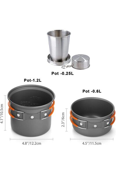 erorex 7 Piece Camping Cookware Set Gas Stove Lightweight Backpacking Cook Kit Foldable Pots & Collapsible