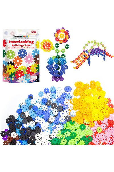 erorex Building Chips Interlocking Construction Blocks Pretend Play Stem Learning Early Education Toy