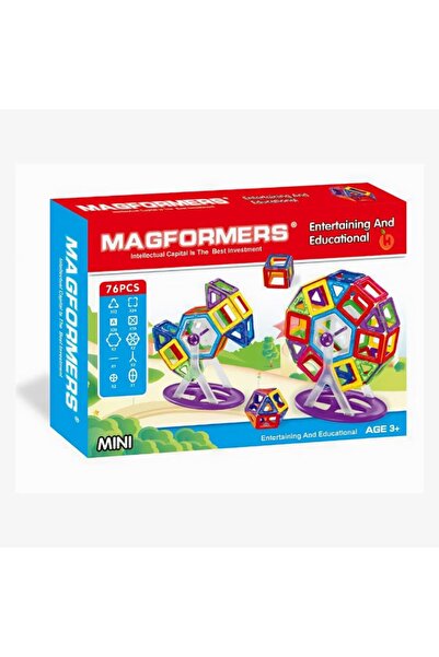 erorex Magnetic Building Blocks Set 76 Pieces Educational Construction Toy Age 3+ Stem Approved