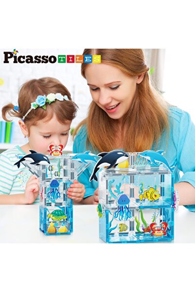 erorex 26Pcs Magnetic Tiles Magnet Tile Building Blocks Marine Animal World Themed Set 8 Ocean Character