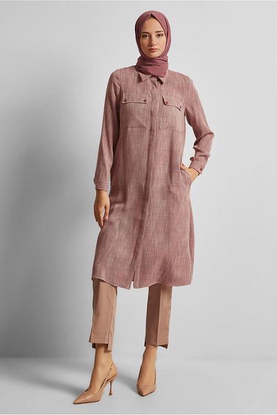 Alvina Shirt Collar Long Tunic 45346
