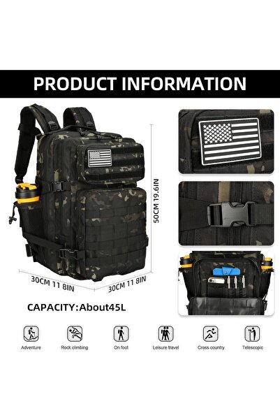 erorex FriGGGi Hiking Backpack Durable 3 Day Pack Tactical Military 45L Backpack Hiking Trekking Bug Out