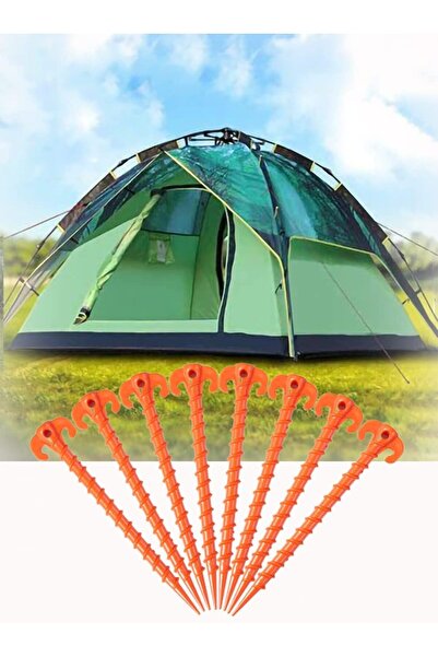 erorex Beach Tent Stakes Canopy Anchors Canopy Stakes Heavy Duty Screw Shape 10 Inch 8 Pack Orange