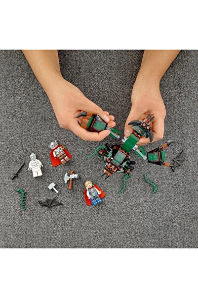 erorex 76207 Attack New Asgard Thor Buildable Toy Hammer Stormbreaker Monster Figure Love Thunder Movie Set