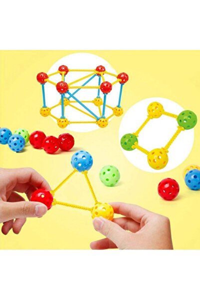 erorex لعبة بناء هندسية من الكرات البلاستيكية متعددة الألوان والعصي للأطفال من عمر 3 سنوات فما فوق
