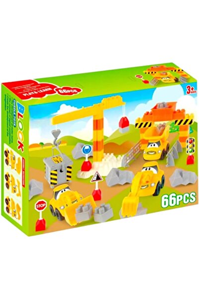 erorex 66 Pieces Construction Blocks & Crane Set Kids Building Blocks Pretend Role Play Toys Toddlers