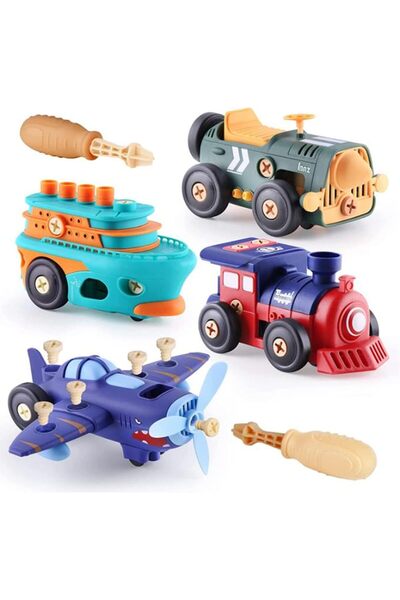 erorex Take Apart Toy Vehicle Playset Kids Assembly Build Set W/Screwdriver Electronic Motor Car Boat