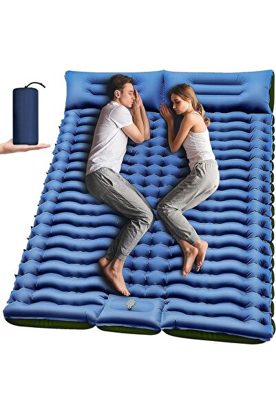 erorex Double Sleeping Pad Self Inflating 10Cm Extra Thick 2 Person Pillow Built Foot Pump Inflatable