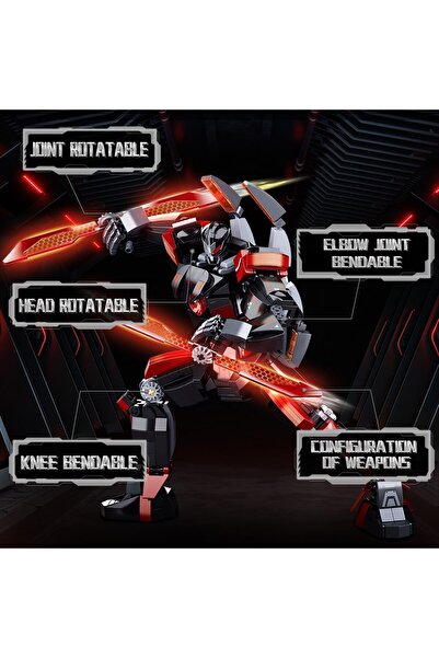 erorex لعبة بناء ساموراي ميك للبالغين، روبوت متجول، أسلحة، لعب إبداعي جذاب