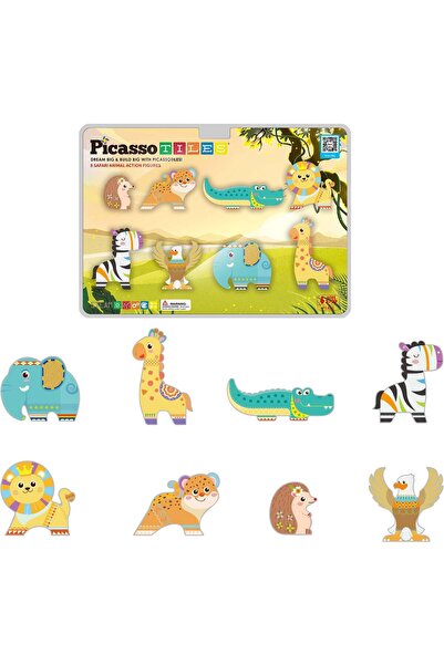 erorex 8 قطع من مكعبات البناء المغناطيسية، 8 شخصيات حركة مغناطيسية لحيوانات السفاري، مجموعة مغناطيسية متوافقة