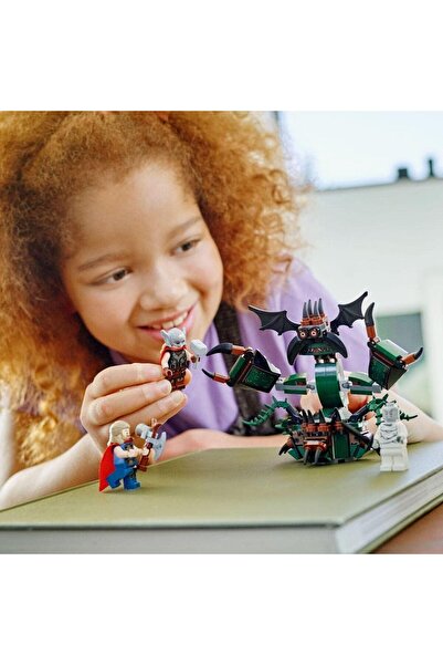 erorex 76207 Attack New Asgard Thor Buildable Toy Hammer Stormbreaker Monster Figure Love Thunder Movie Set