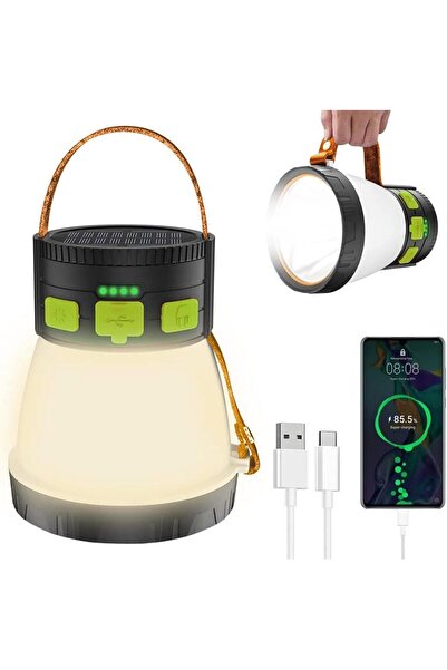 erorex LED Camping Lantern Solar Panel Charging 8 Light Modes Waterproof 7500mAh Portable Hook Solar Tent