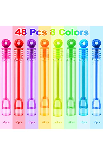 erorex 48 Pack Mini Bubble Wands Colorful Bubbles Party Favors Kids 8 Color Mini Bubble Wand Bulk