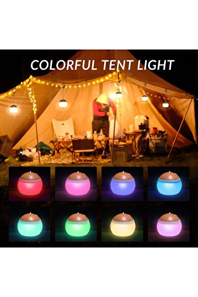 erorex Rechargeable Camping Lantern 4 Light Modes LED Hanging Hook Silicone Waterproof Tent Light Patio