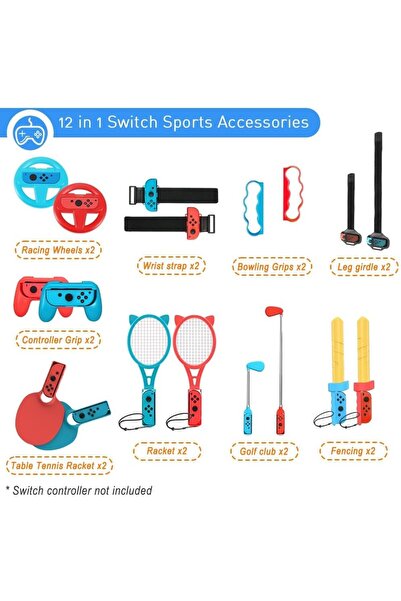 erorex مجموعة ملحقات الألعاب الرياضية لجهاز Switch، مجموعة حفلات عائلية، 19 قطعة، مجموعة ملحقات الألعاب لجهاز Nintendo Switch