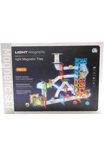 erorex Light Magnetic Building Tiles Set 98 Pieces Led Light Up Construction Blocks Educational Stem Toy