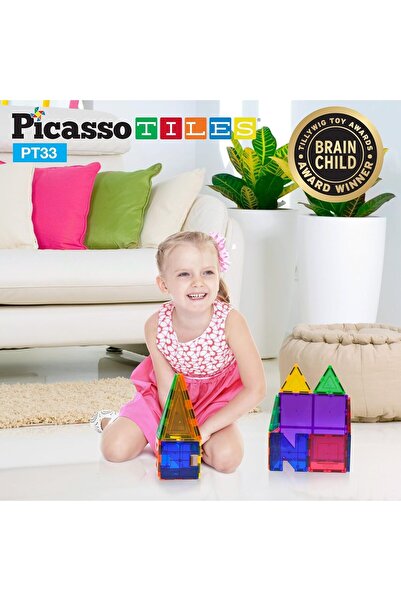 erorex Pt33 Educational Set Magnet Building Tiles Clear Color Magnetic 3D Building Block Creativity Beyond