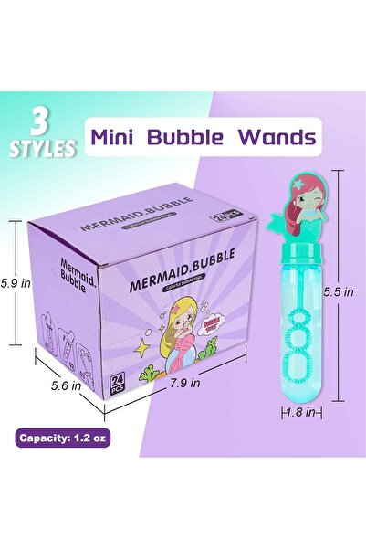 erorex 24Pcs Bubbles Party Favors For Kids Return Gifts For Birthday Mini Toys Bubble Wand (Mermaid)