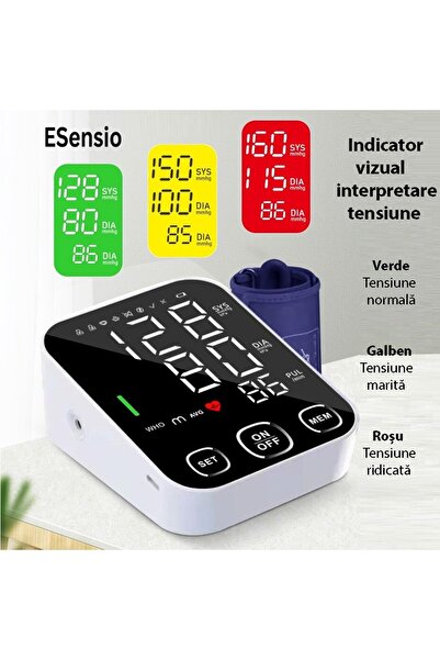 ESensio BP-S03 Tensiometru digital inteligent, afișaj XL, 99 memorii, detectare puls neregulat. cu baterii