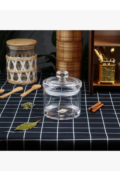 rexa صندوق تخزين أنيق مع غطاء - شفاف/دائري