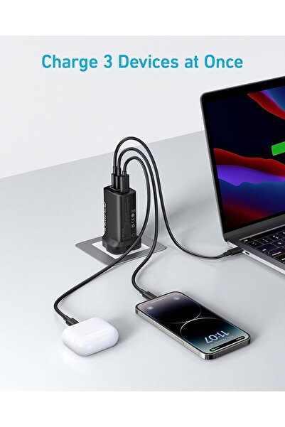 Anker 335 67W USB-C Wall Charger - Foldable Fast Charger with USB-C Cable (Black)