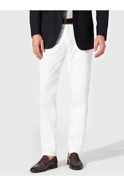 Hiltl Chino White Slim Fit Cotton Elastane Trousers