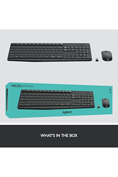 logitech مجموعة لوحة مفاتيح وماوس لاسلكية MK235 لنظام ويندوز، تخطيط عربي/إنجليزي - أسود