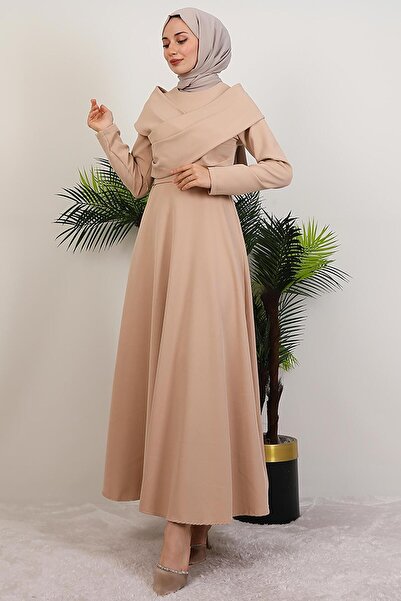 GİYZAMİLA Κρέμα φορέματος Ahenk Crepe