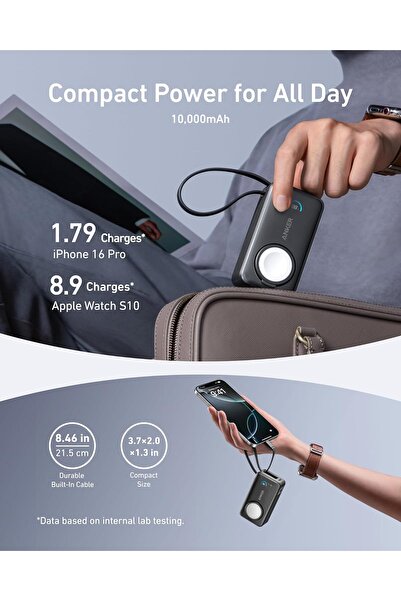 Anker بنك الطاقة MagGo، شاحن محمول معتمد بقوة 10000 مللي أمبير في الساعة مع منفذ USB-C مدمج، 35 وات كحد أقصى (لأجهزة Apple