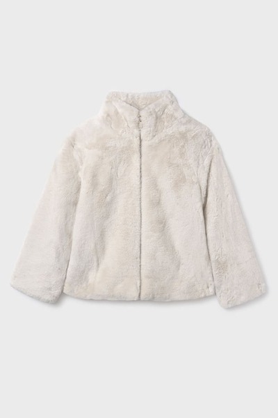 MAYORAL Girl's Stand Collar Plush Coat - Beige