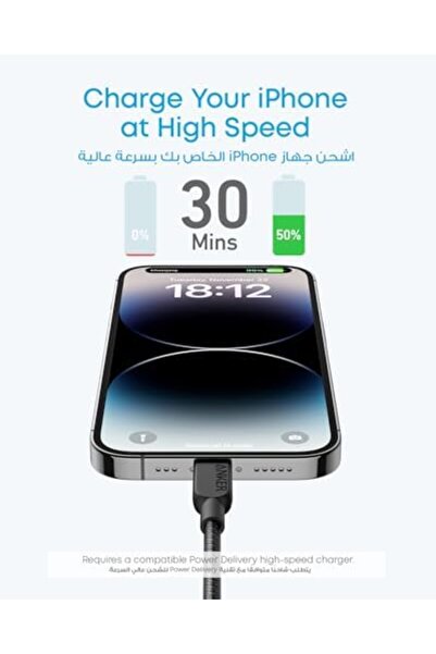 Anker USB C to Lightning Cable, 310 USB-C to Lightning Braided Cable (2pack, 6ft, Black)