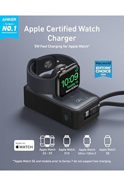 Anker MagGo Power Bank for Apple Watch, Officially Certified 10,000mAh Compact Portable Charger with